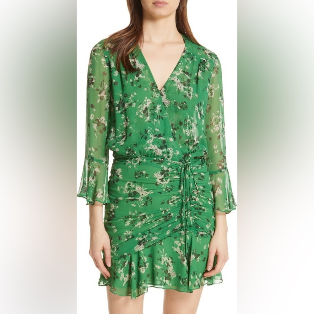 Veronica Beard Sean Silk Ruched Mini Dress